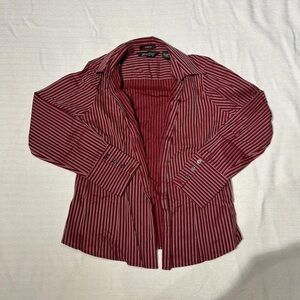 Eddie Bauer Burgundy Striped Button Down Shirt